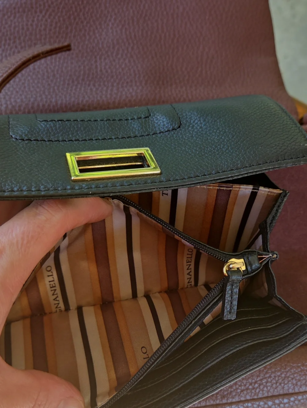 NWOT Tignanello Burgundy Leather Shoulder Bag w/ GUC Black Wallet $400 Retail